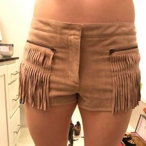 BCBG suede fringe size M shorts